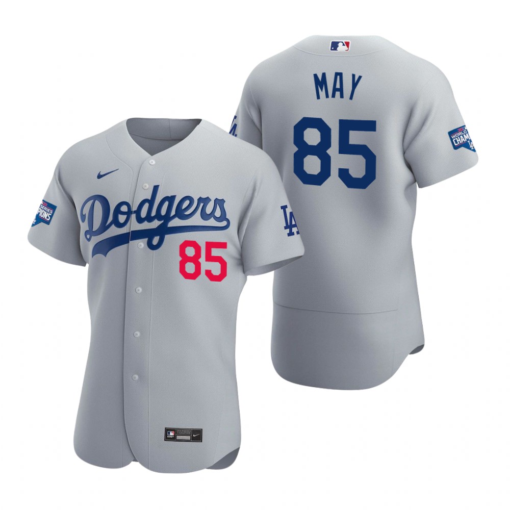 Personalized Los Angeles Dodgers 85 Dustin May Gray 2020 World Series Champions Authentic Jersey