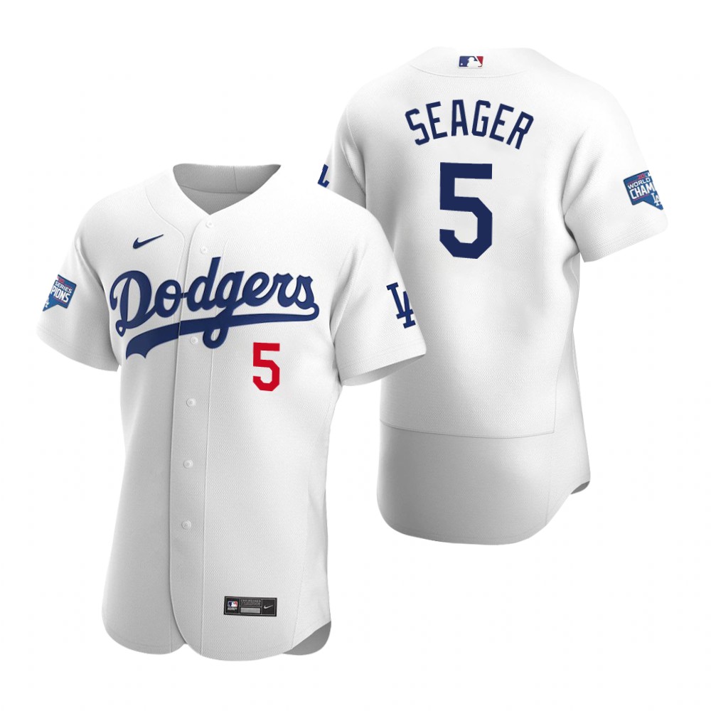 Personalized Los Angeles Dodgers Corey Seager White 2020 World Series Champions Authentic Jersey