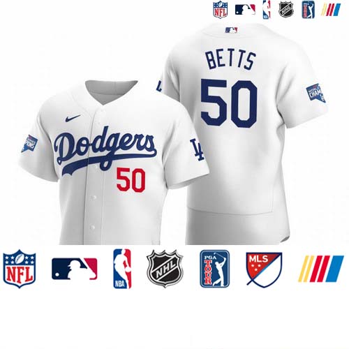 Personalized Los Angeles Dodgers Mookie Betts White 2020 World Series Champions Authentic Jersey