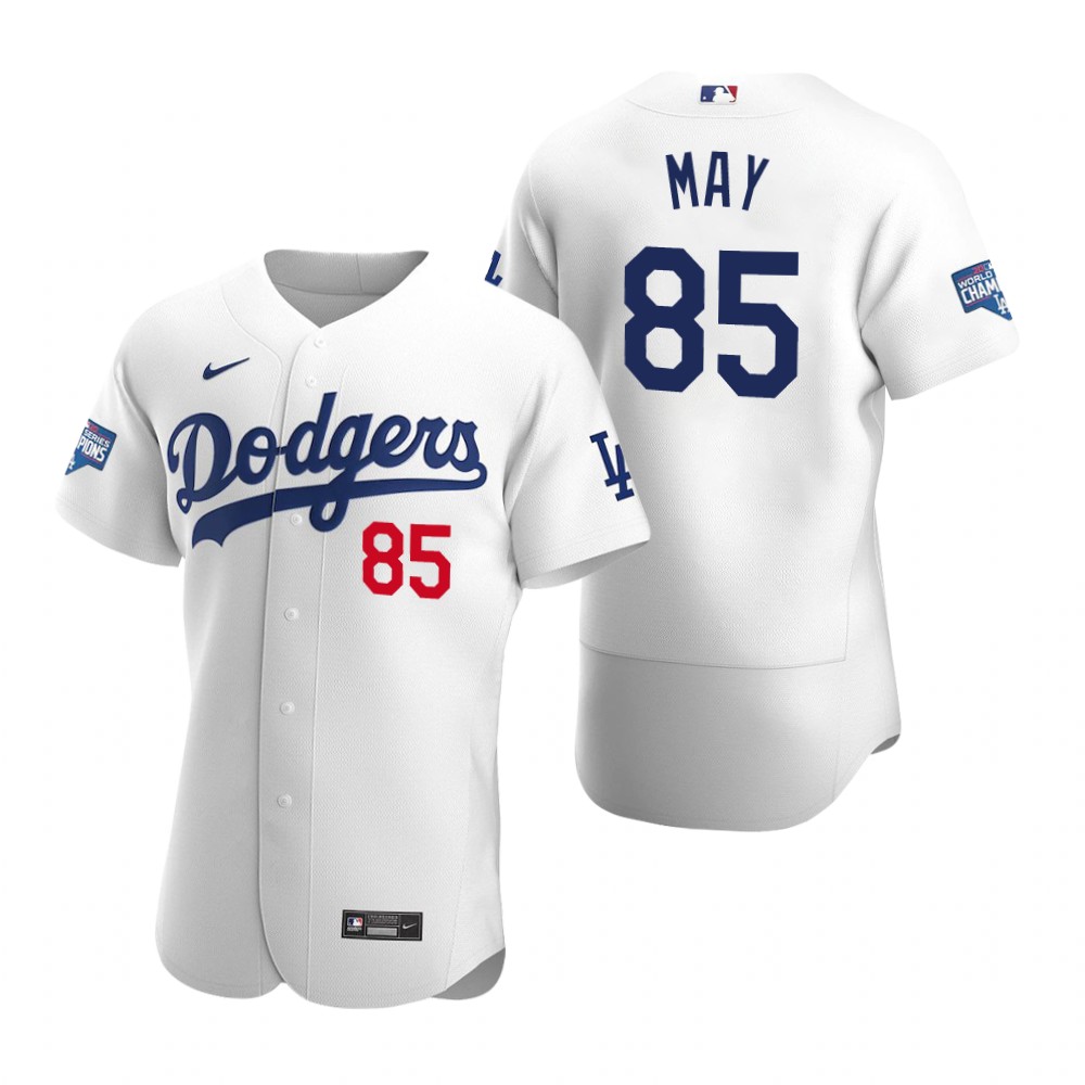 Personalized Los Angeles Dodgers 85 Dustin May White 2020 World Series Champions Authentic Jersey