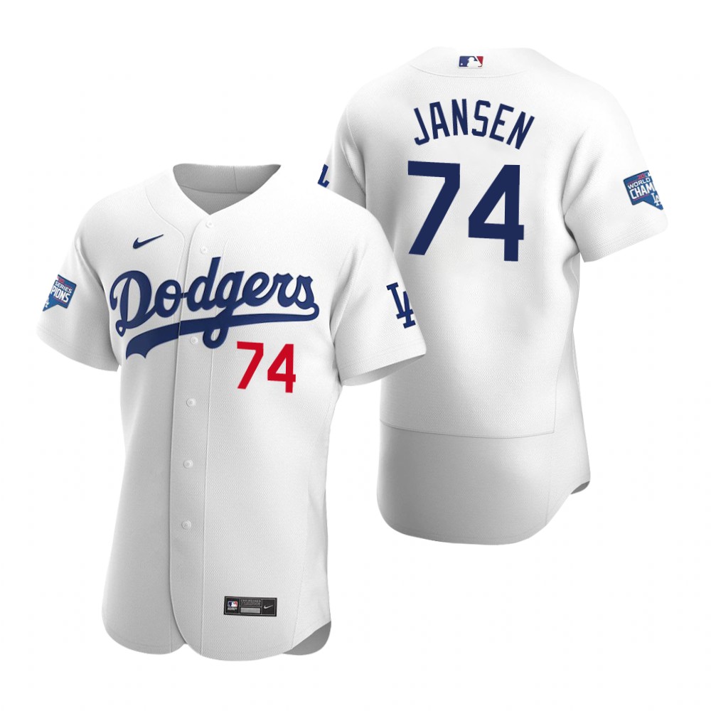 Personalized Los Angeles Dodgers Kenley Jansen White 2020 World Series Champions Authentic Jersey