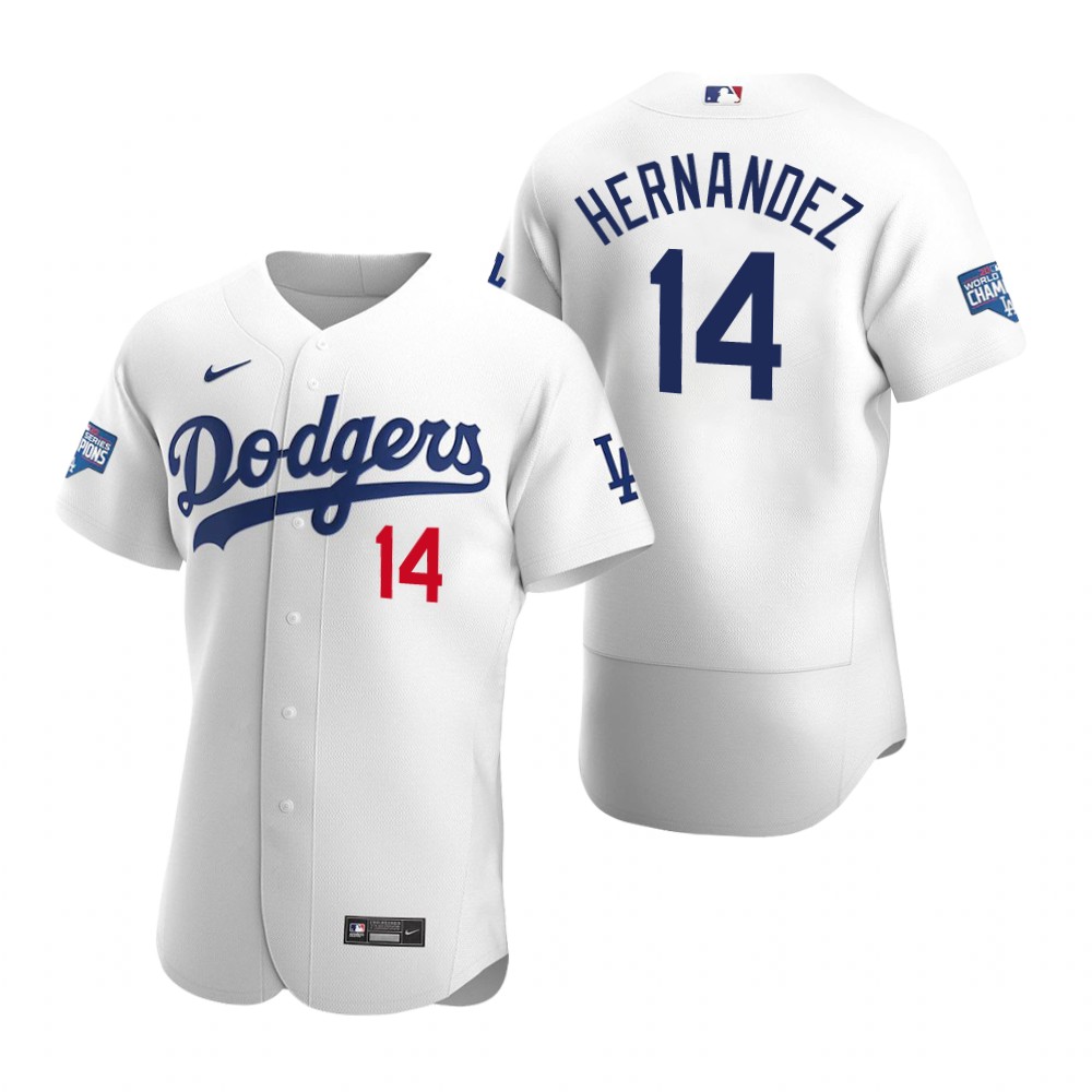 Personalized Los Angeles Dodgers Enrique Hernandez White 2020 World Series Champions Authentic Jersey