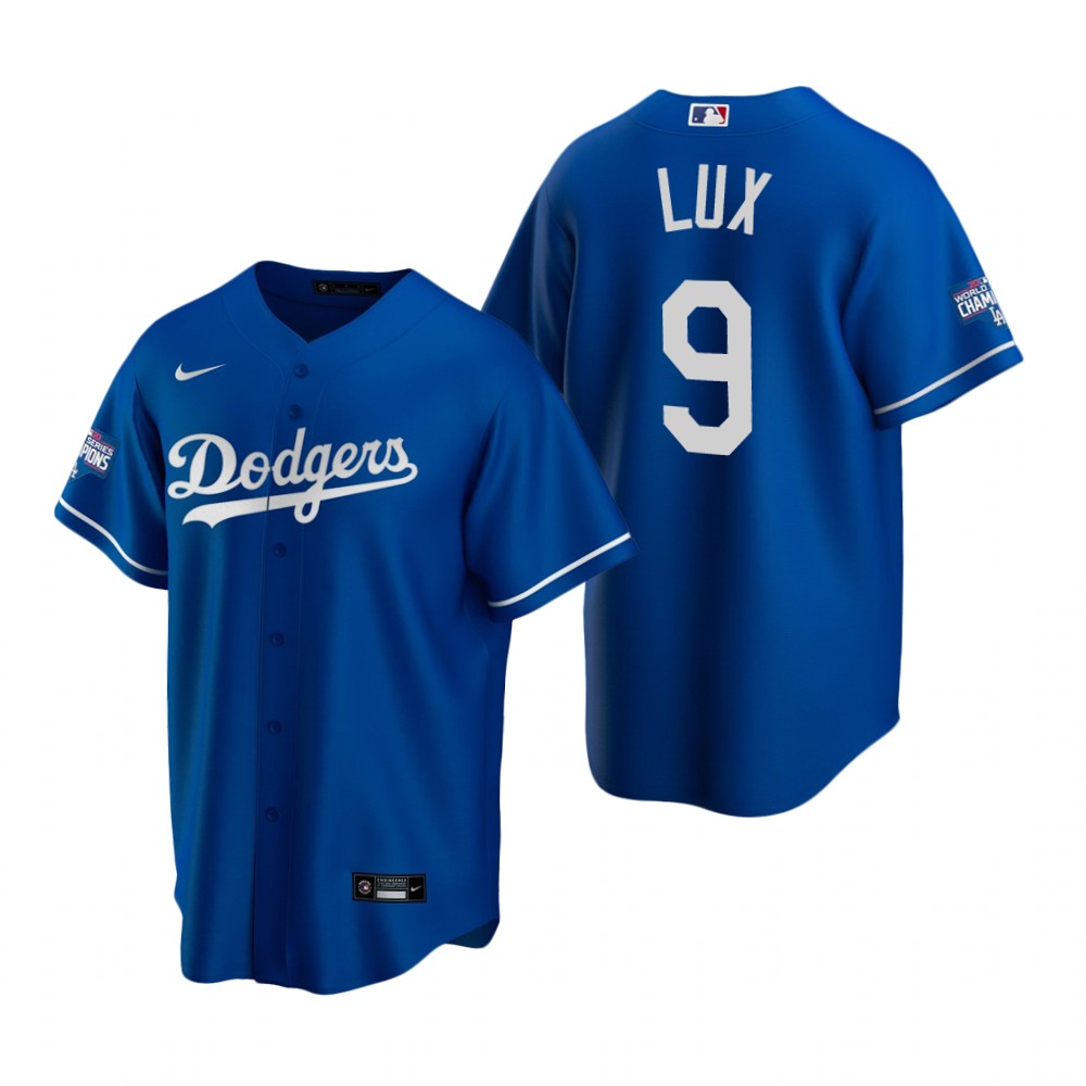 Personalized Los Angeles Dodgers 9 Gavin Lux Royal 2020 World Series Champions Jersey