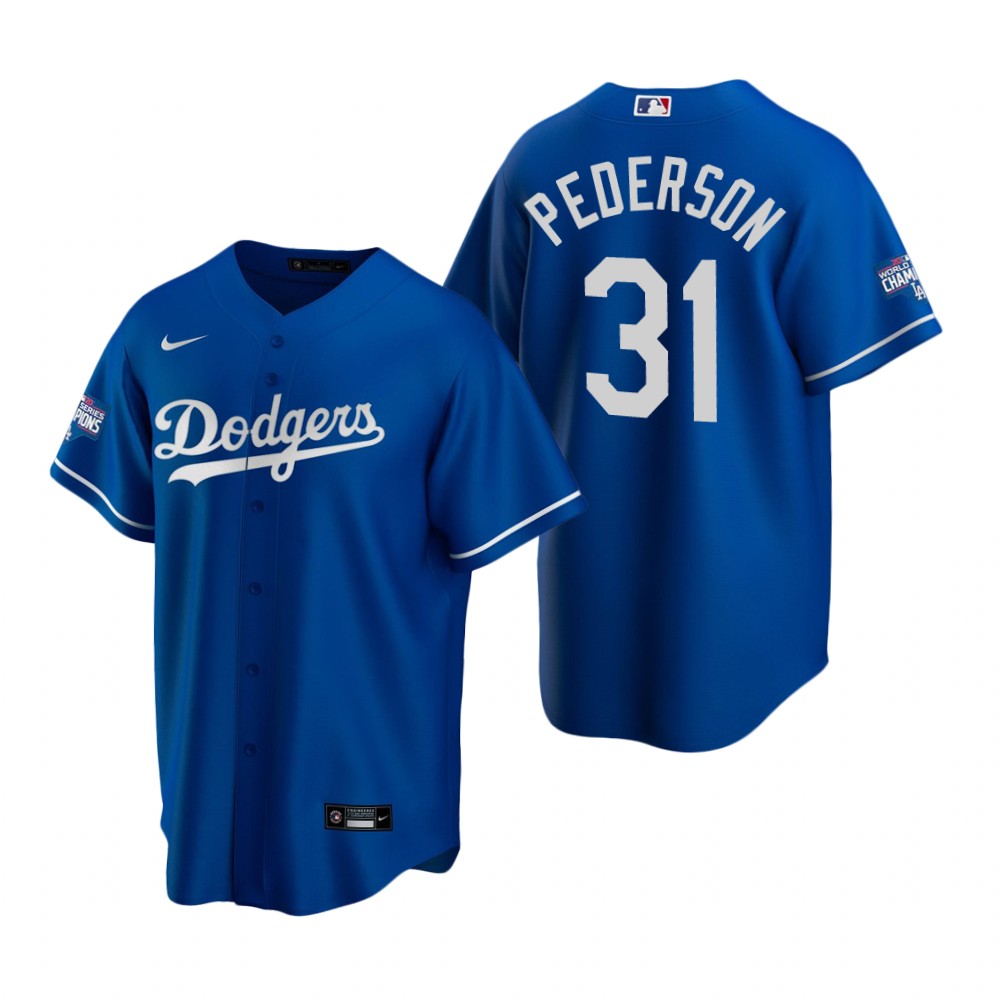 Personalized Los Angeles Dodgers 31 Joc Pederson Royal 2020 World Series Champions Jersey