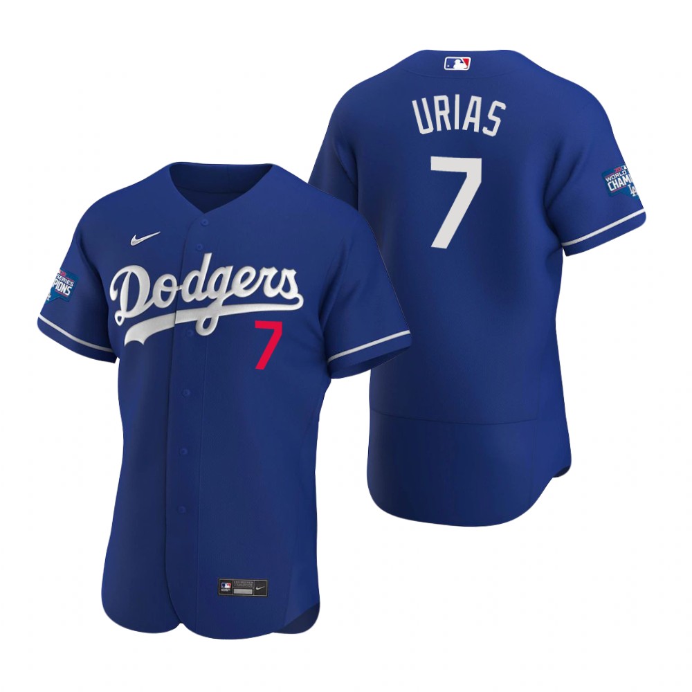 Personalized Los Angeles Dodgers 7 Julio Urias Royal 2020 World Series Champions Authentic Jersey