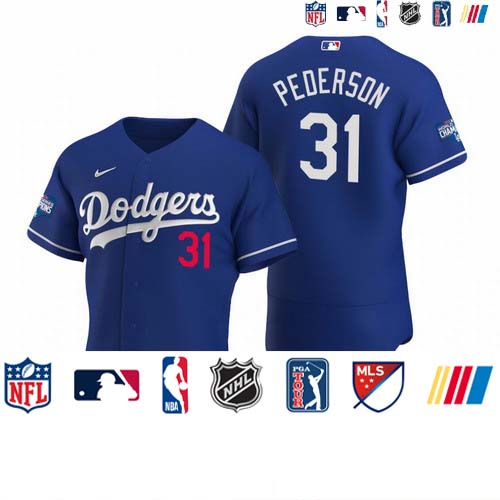 Personalized Los Angeles Dodgers 31 Joc Pederson Royal 2020 World Series Champions Authentic Jersey