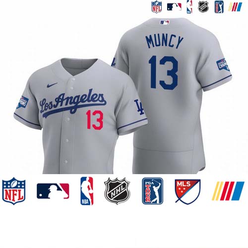 Personalized Los Angeles Dodgers 13 Max Muncy Gray 2020 World Series Champions Road Authentic Jersey