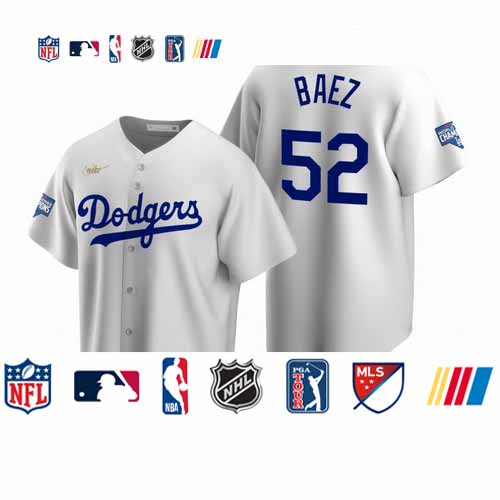 Personalized Brooklyn Dodgers #52 Pedro Baez White 2020 World Series Champions Cooperstown Collection Jersey