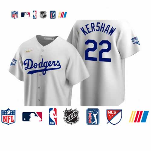 Personalized Brooklyn Dodgers #22 Clayton Kershaw White 2020 World Series Champions Cooperstown Collection Jersey