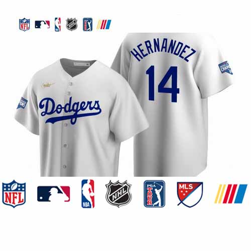 Personalized Brooklyn Dodgers #14 Enrique Hernandez White 2020 World Series Champions Cooperstown Collection Jersey