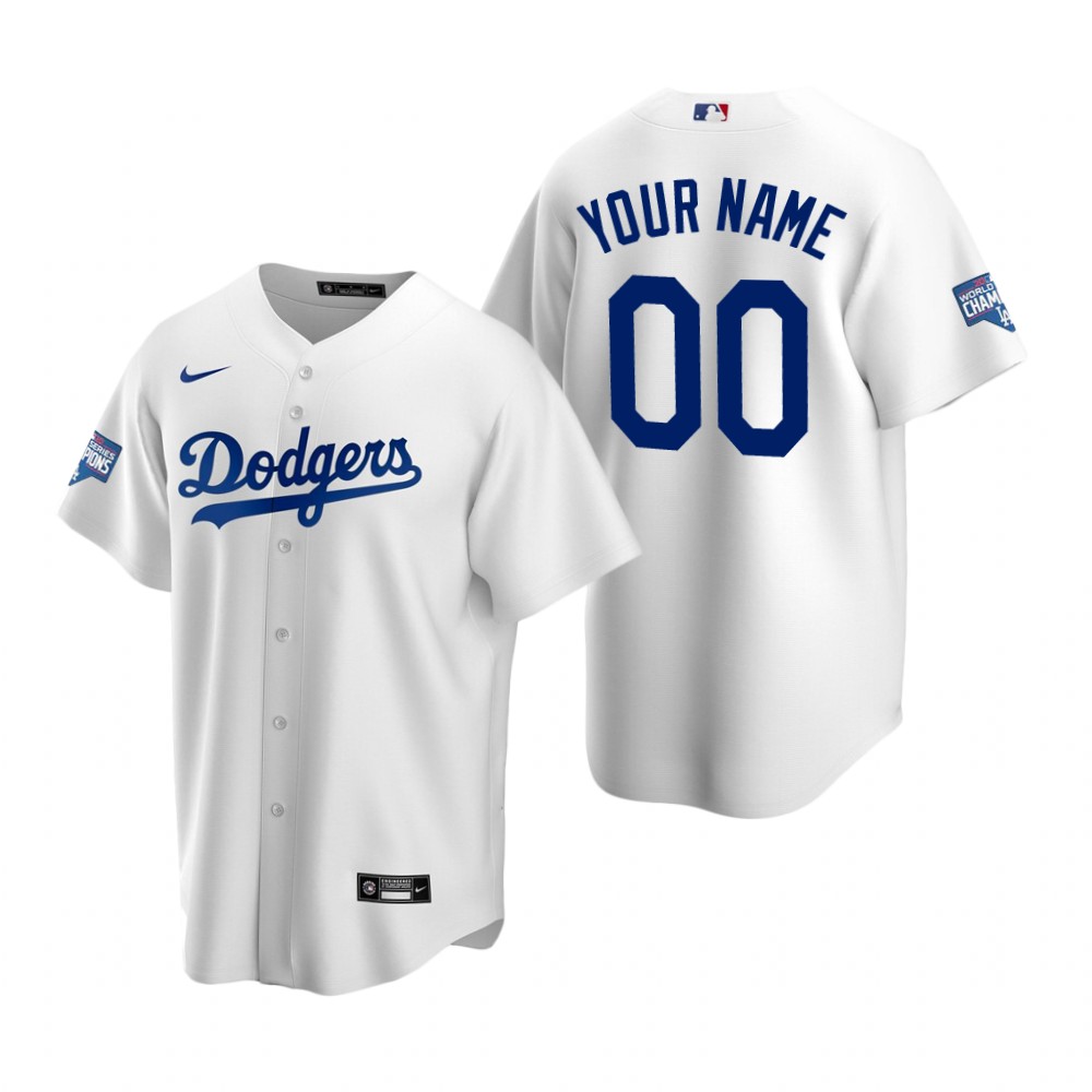 Personalized Youth Los Angeles Dodgers White 2020 World Series Champions Jersey