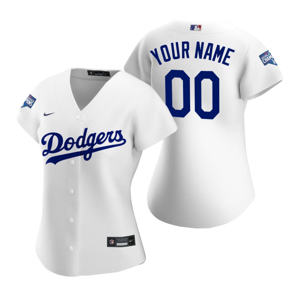 Personalized Custom Los Angeles Dodgers White 2020 World Series Champions Jersey