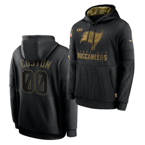 Personalized Custom Men’s Tampa Bay Buccaneers 2020 Salute To Service Black Sideline Performance Pullover Hoodie