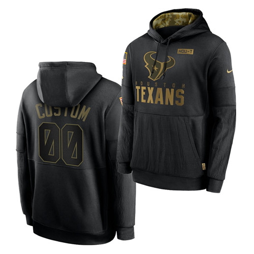 Personalized Custom Men’s Houston Texans 2020 Salute To Service Black Sideline Performance Pullover Hoodie