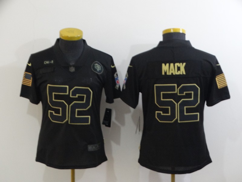 Personalized Women Bears 52 Khalil Mack Black Women 2020 Salute To Service Limited Jersey