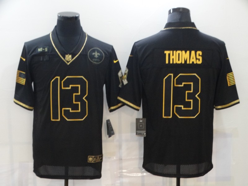 Personalized Saints 13 Michael Thomas Black Gold 2020 Salute To Service Limited Jersey