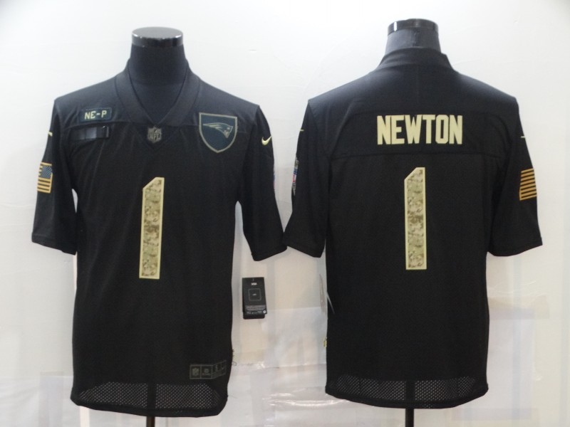 Personalized Patriots 1 Cam Newton Black Camo 2020 Salute To Service Limited Jersey
