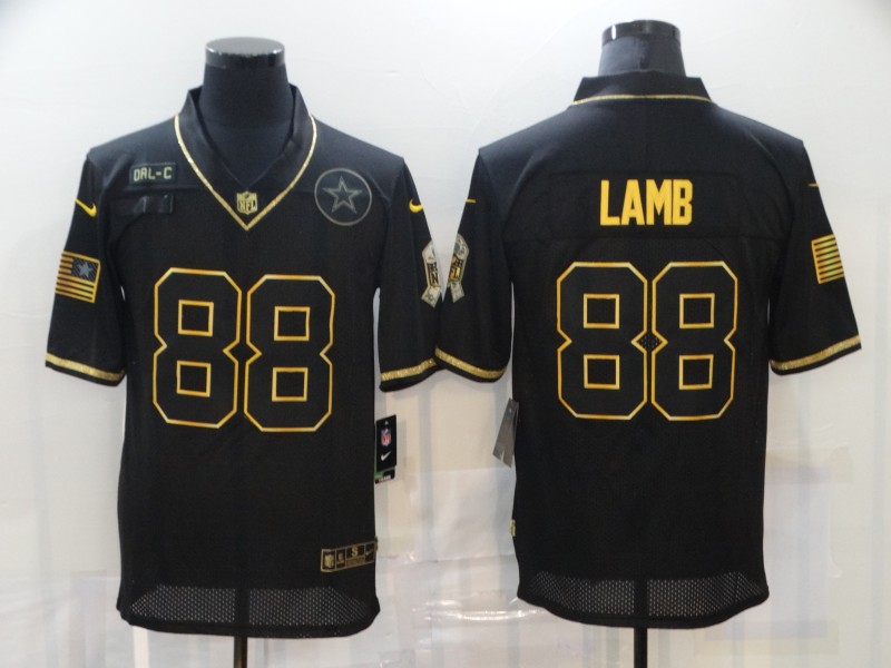Personalized Cowboys 88 Ceedee Lamb Black Gold 2020 Salute To Service Limited Jersey
