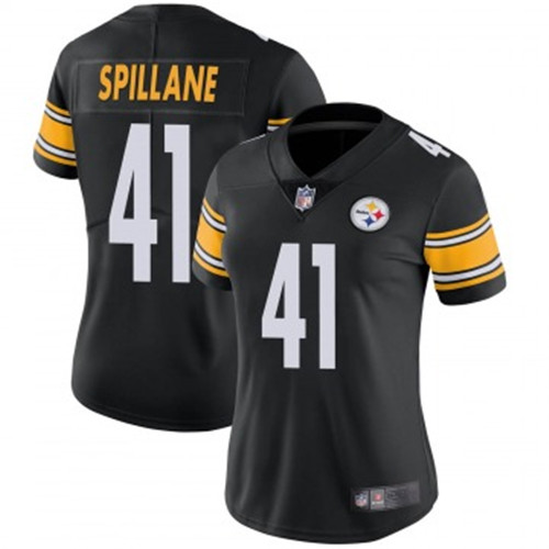 Personalized Women Steelers #41 Robert Spillane Limited Black Jerseys