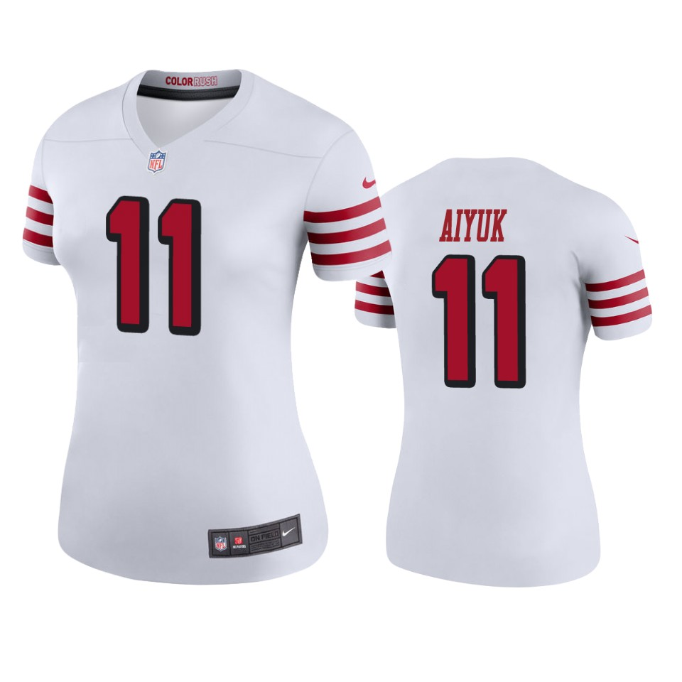 Personalized Women 49ers Brandon Aiyuk #11 White Rush Jersey