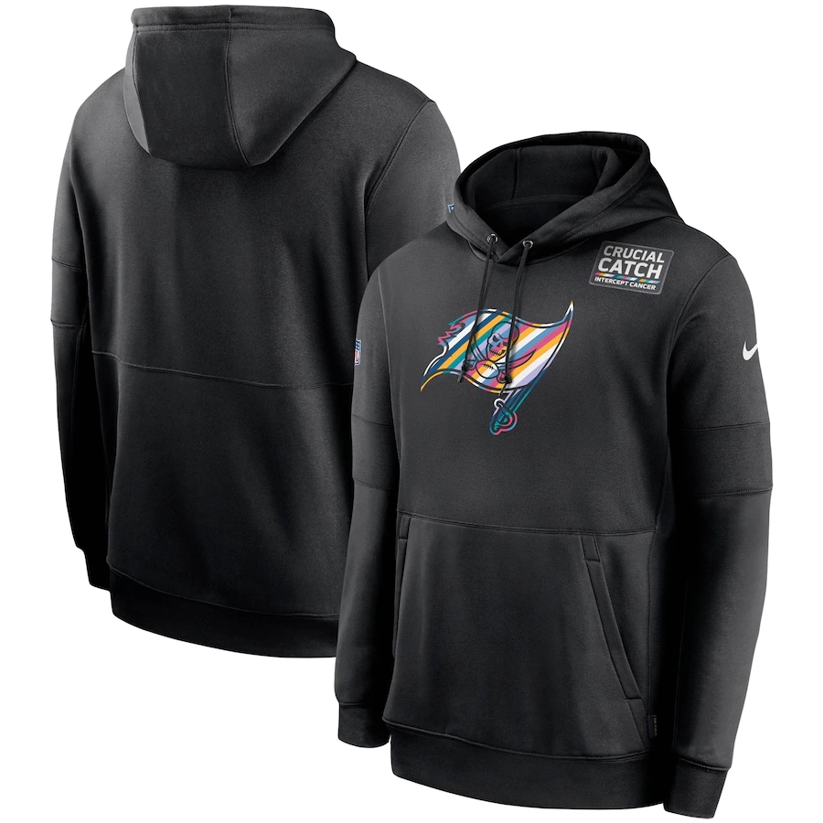 Personalized Tampa Bay Buccaneers 2020 NFL Crucial Catch Sideline Performance Pullover Hoodie Black