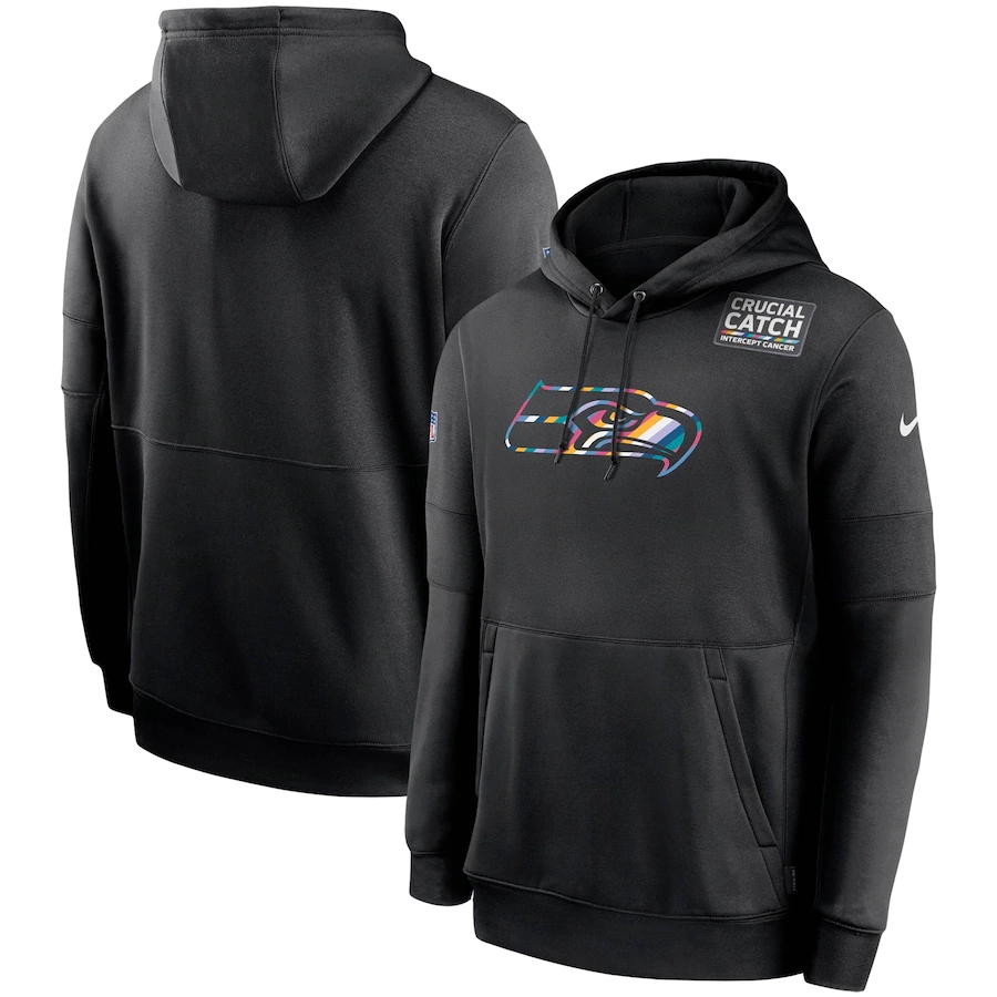 Personalized Seattle Seahawks 2020 NFL Crucial Catch Sideline Performance Pullover Hoodie Black