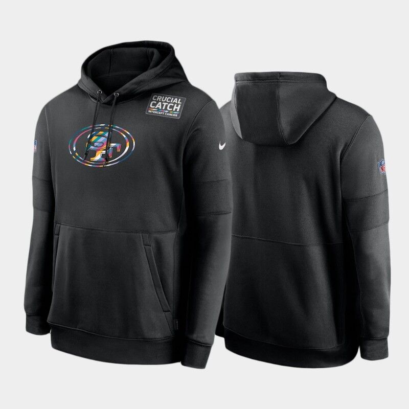 Personalized San Francisco 49ers 2020 NFL Crucial Catch Sideline Performance Pullover Hoodie Black
