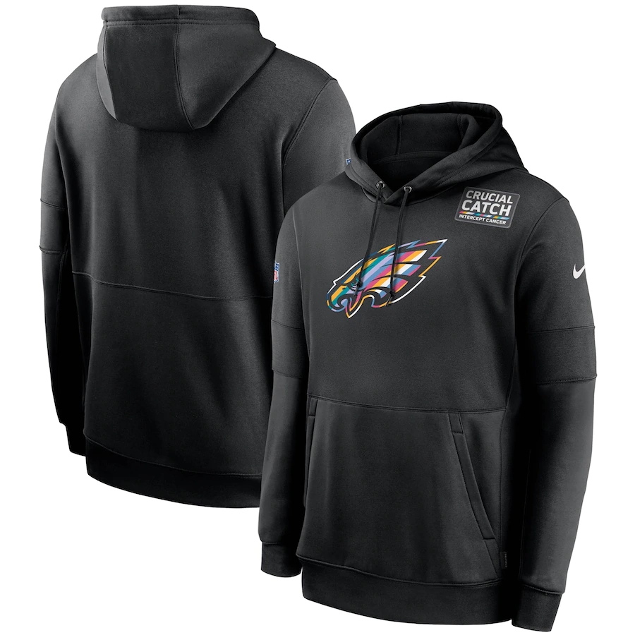 Personalized Philadelphia Eagles 2020 NFL Crucial Catch Sideline Performance Pullover Hoodie Black
