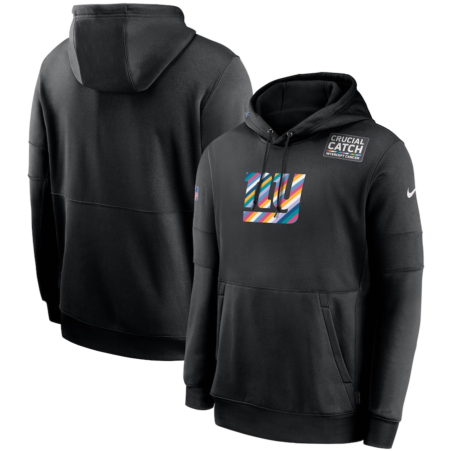Personalized New York Giants 2020 NFL Crucial Catch Sideline Performance Pullover Hoodie Black