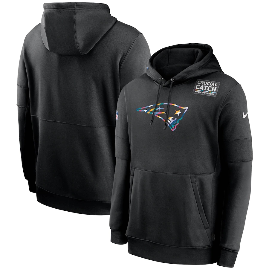 Personalized New England Patriots 2020 NFL Crucial Catch Sideline Performance Pullover Hoodie Black