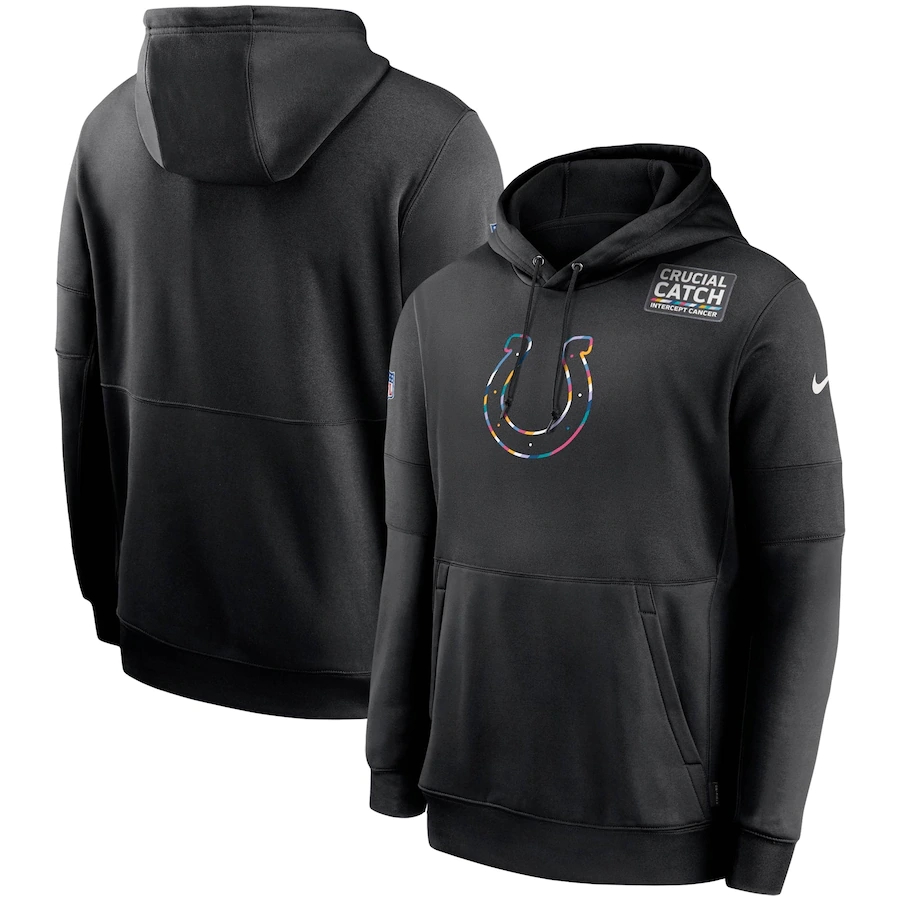 Personalized Indianapolis Colts 2020 NFL Crucial Catch Sideline Performance Pullover Hoodie Black