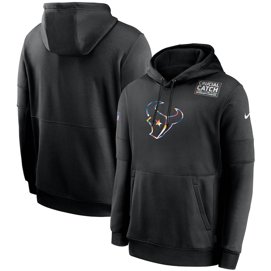 Personalized Houston Texans 2020 NFL Crucial Catch Sideline Performance Pullover Hoodie Black