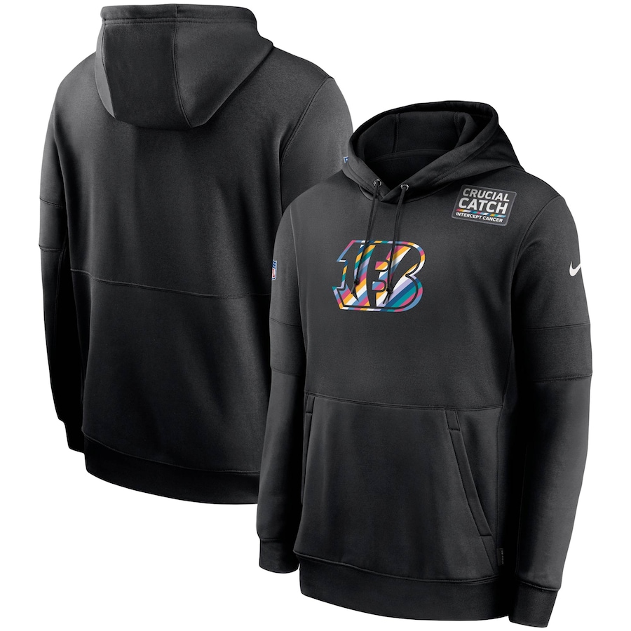Personalized Cincinnati Bengals 2020 NFL Crucial Catch Sideline Performance Pullover Hoodie Black