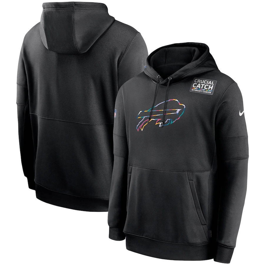 Personalized Buffalo Bills 2020 NFL Crucial Catch Sideline Performance Pullover Hoodie Black