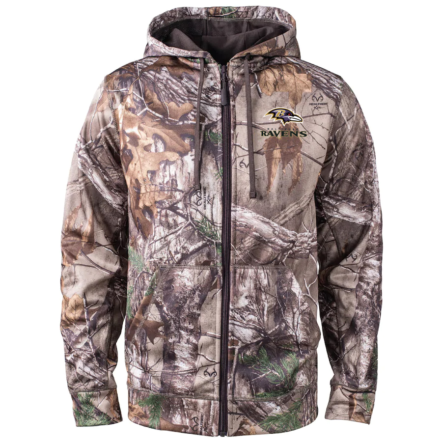 Personalized Baltimore Ravens 2020 NFL Men’s Realtree Camo Full-Zip Hoodie