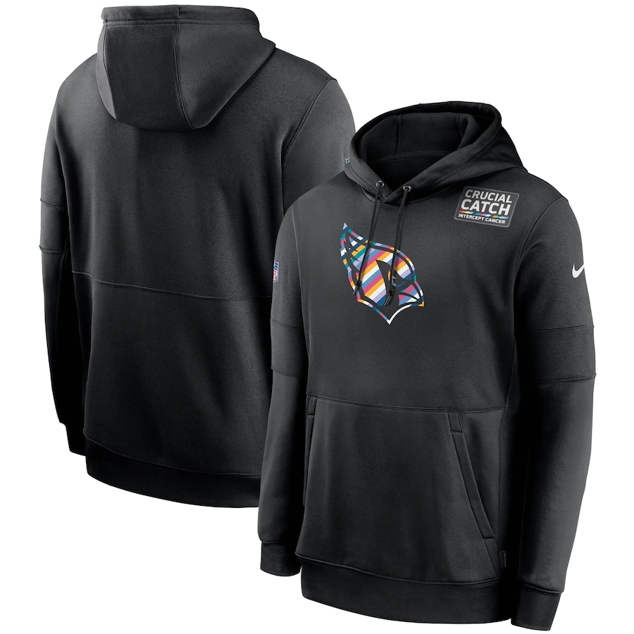 Personalized Arizona Cardinals 2020 NFL Crucial Catch Sideline Performance Pullover Hoodie Black