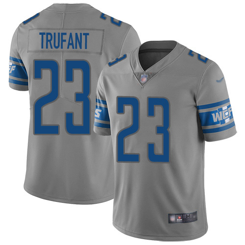 Personalized Lions #23 Desmond Trufant Gray Men’s Stitched NFL Limited Inverted Legend Jersey