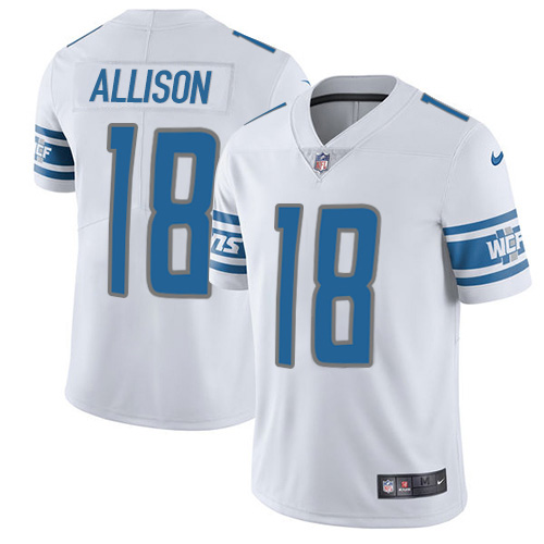 Personalized Lions #18 Geronimo Allison White Men’s Stitched NFL Untouchable Limited Jersey