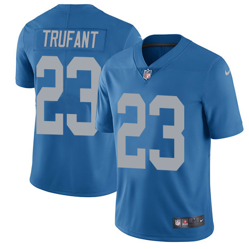Personalized Lions #23 Desmond Trufant Blue Throwback Men’s Stitched NFL Untouchable Limited Jersey