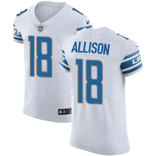 Personalized Lions #18 Geronimo Allison White Men’s Stitched NFL New Elite Jersey