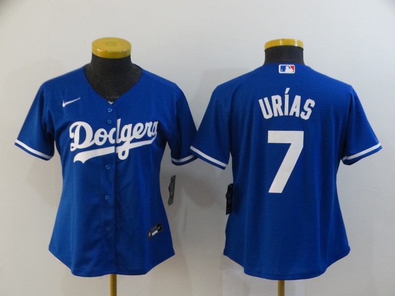 Personalized Women Dodgers 7 Julio Urias Royal Women 2020 Cool Base Jersey
