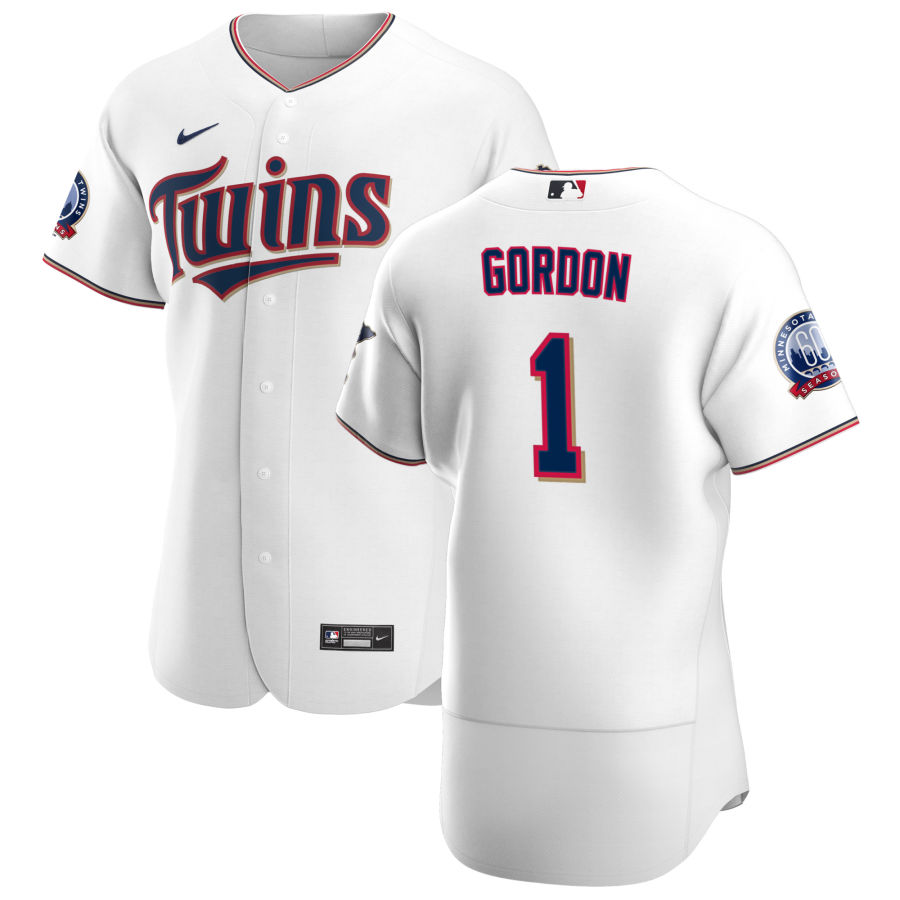 Personalized Minnesota Twins #1 Nick Gordon Men’s White Home 2020 60th Season Authentic Team MLB Jersey