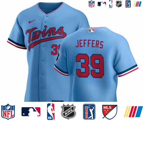 Personalized Minnesota Twins #39 Ryan Jeffers Men’s Light Blue Alternate 2020 Authentic Team MLB Jersey