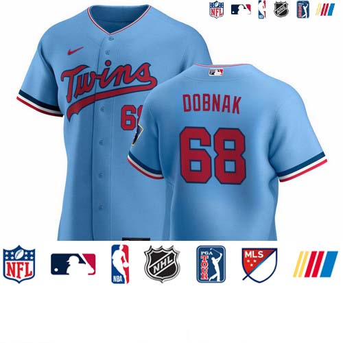 Personalized Minnesota Twins #68 Randy Dobnak Men’s Light Blue Alternate 2020 Authentic Team MLB Jersey