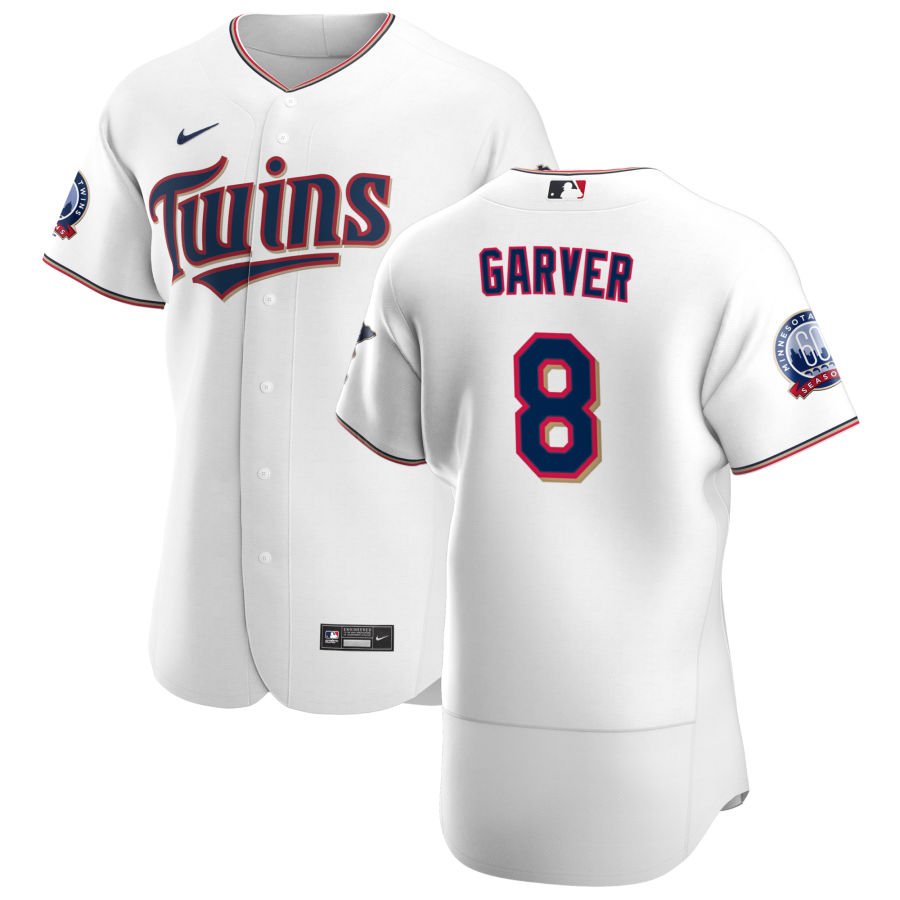 Personalized Minnesota Twins #8 Mitch Garver Men’s White Home 2020 60th Season Authentic Team MLB Jersey