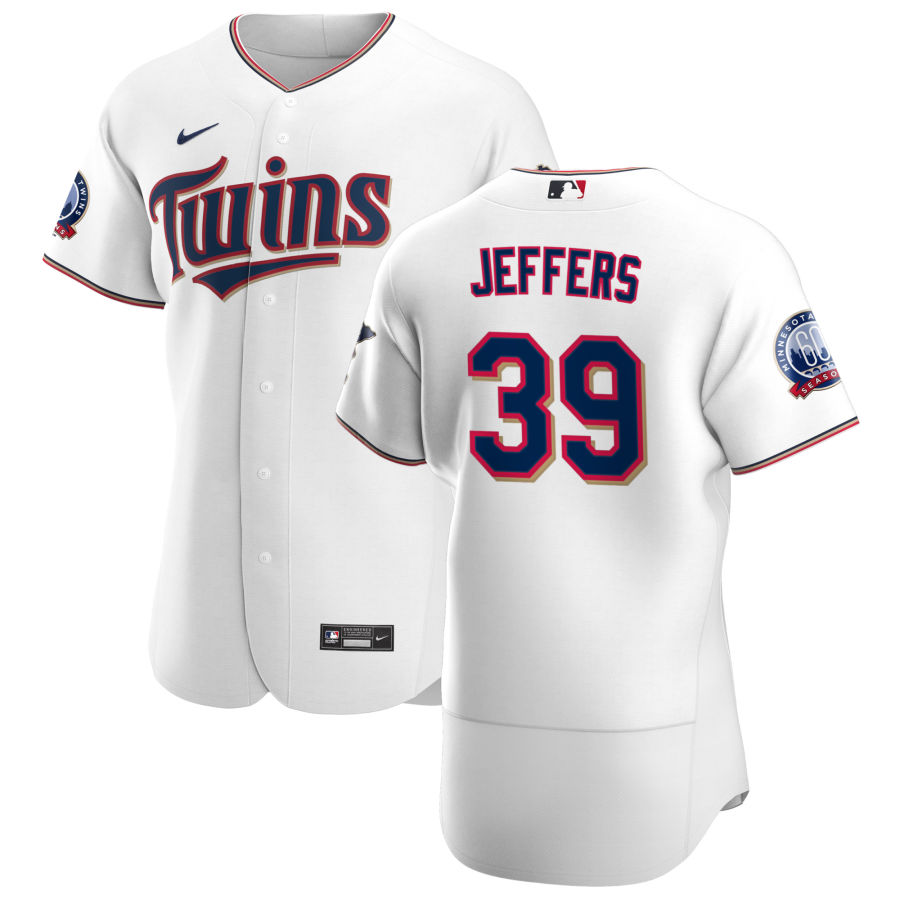 Personalized Minnesota Twins #39 Ryan Jeffers Men’s White Home 2020 60th Season Authentic Team MLB Jersey