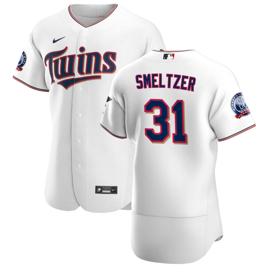 Personalized Minnesota Twins #31 Devin Smeltzer Men’s White Home 2020 60th Season Authentic Team MLB Jersey