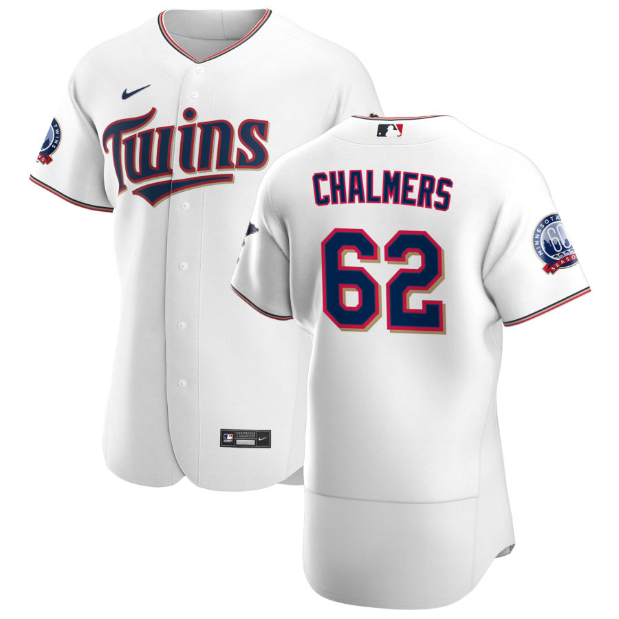 Personalized Minnesota Twins #62 Dakota Chalmers Men’s White Home 2020 60th Season Authentic Team MLB Jersey