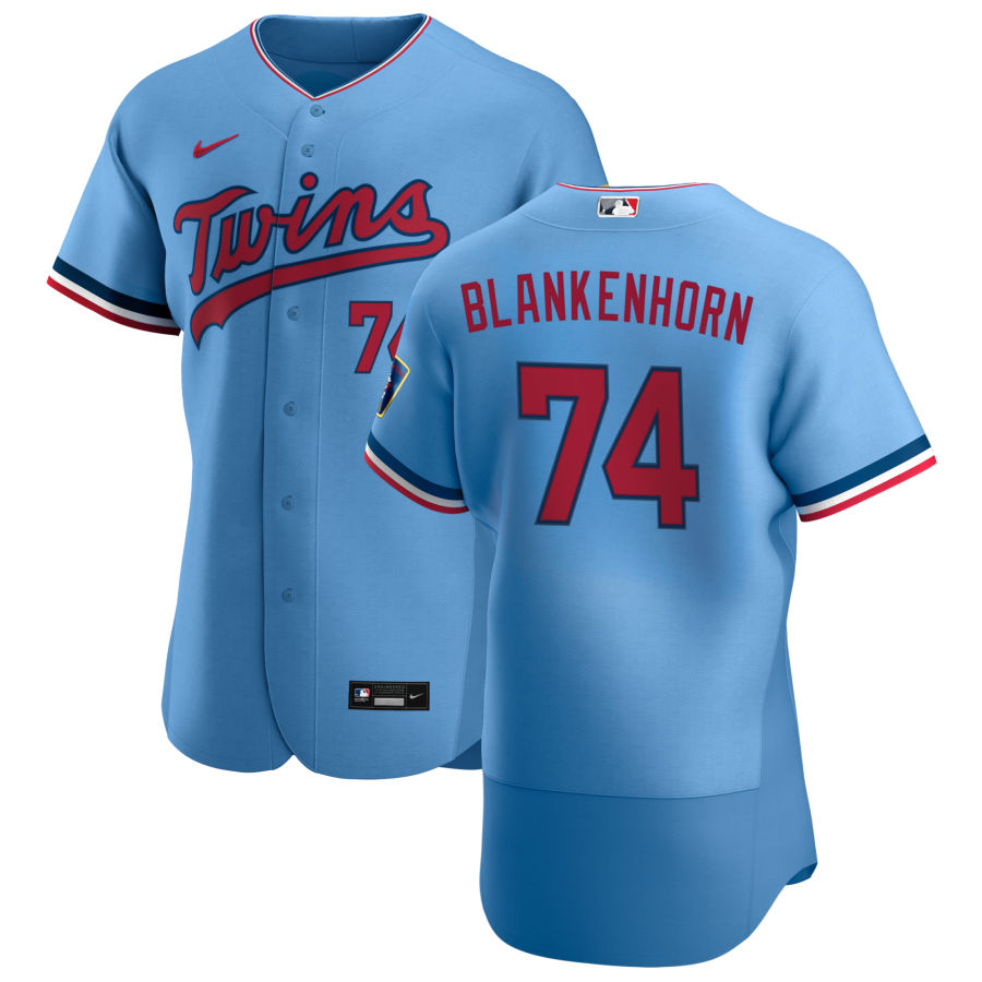 Personalized Minnesota Twins #74 Travis Blankenhorn Men’s Light Blue Alternate 2020 Authentic Team MLB Jersey