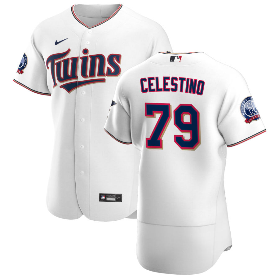 Personalized Minnesota Twins #79 Gilberto Celestino Men’s White Home 2020 60th Season Authentic Team MLB Jersey